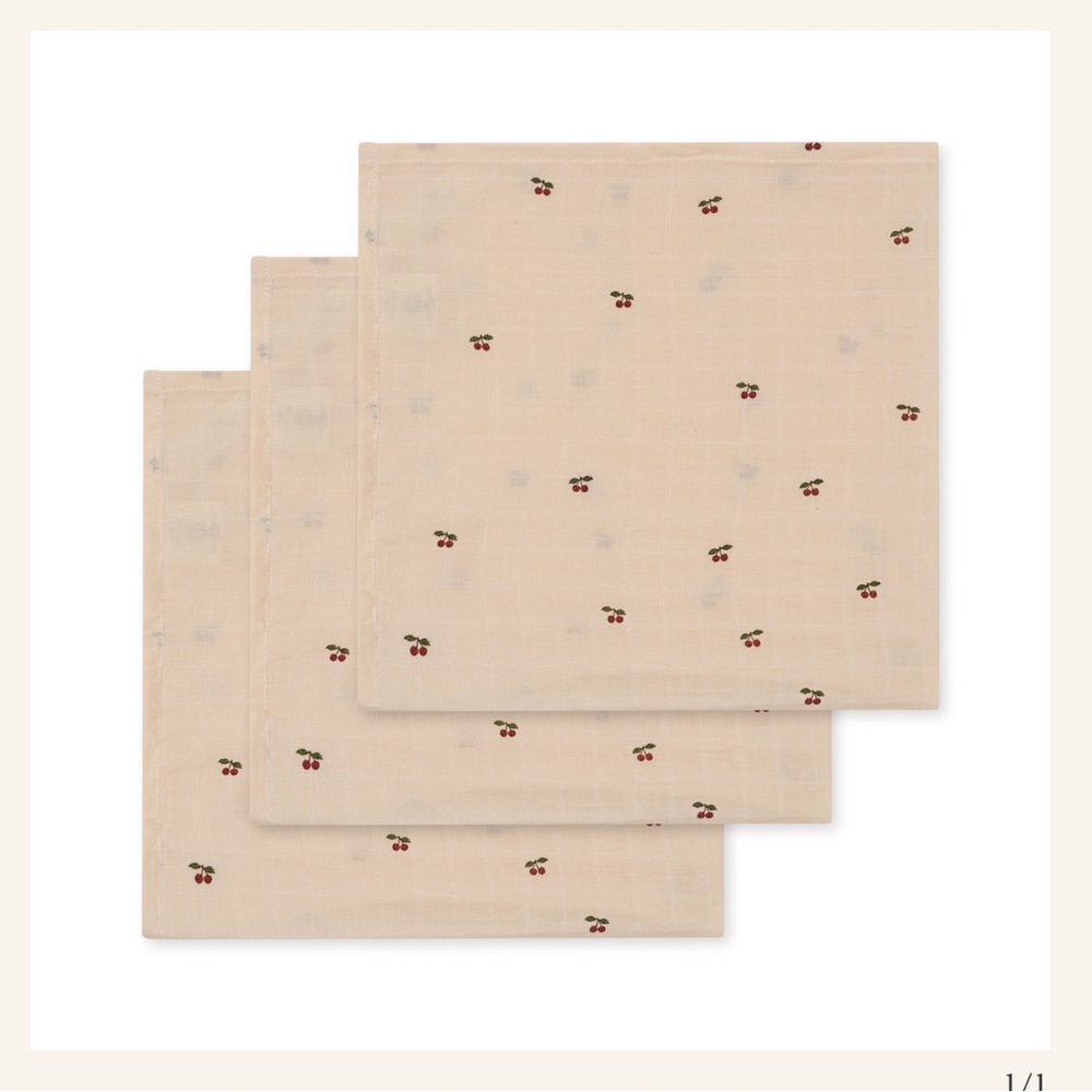 Konges Sloejd cherry Muslin cloths organic cotton swaddles